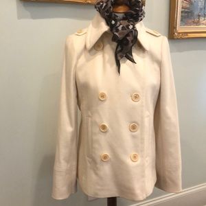 J Crew cream wool pea coat EUC